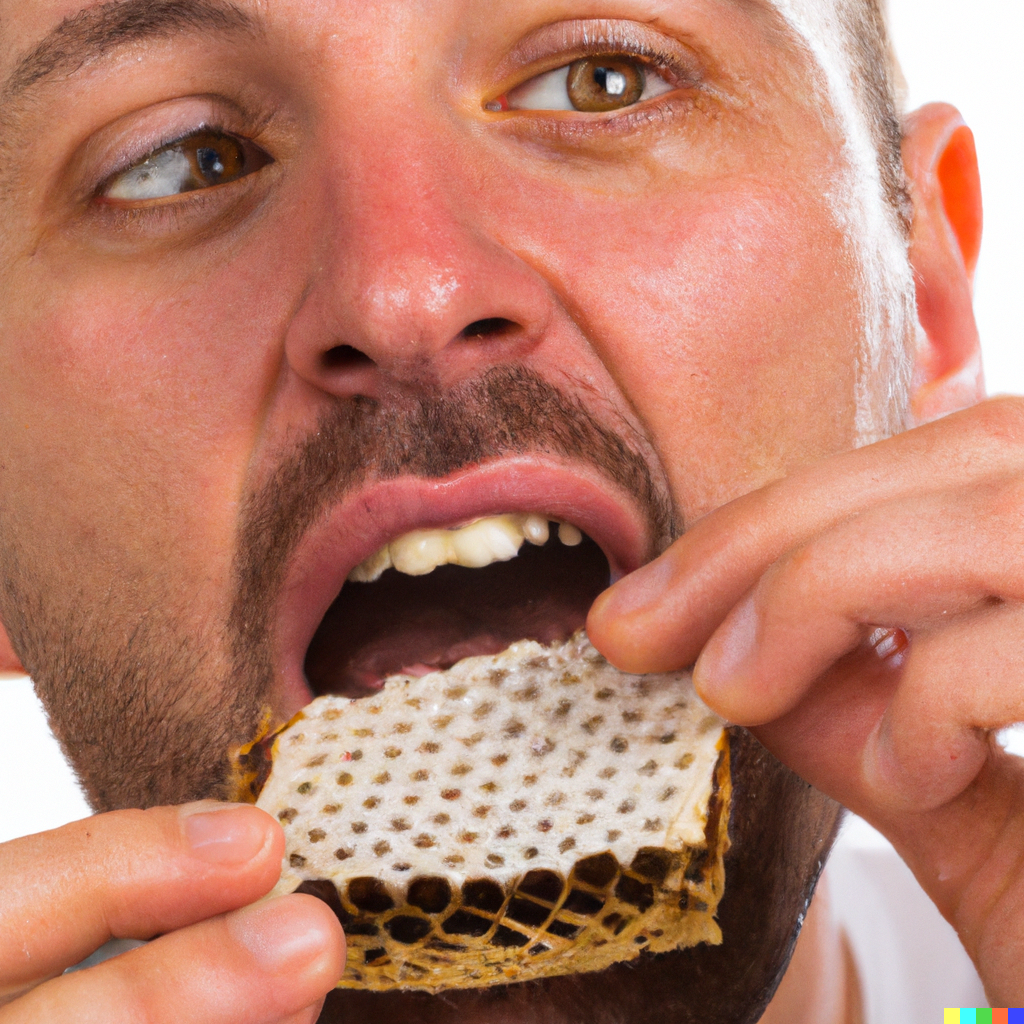 Man-Eats-Raw-Honeycomb