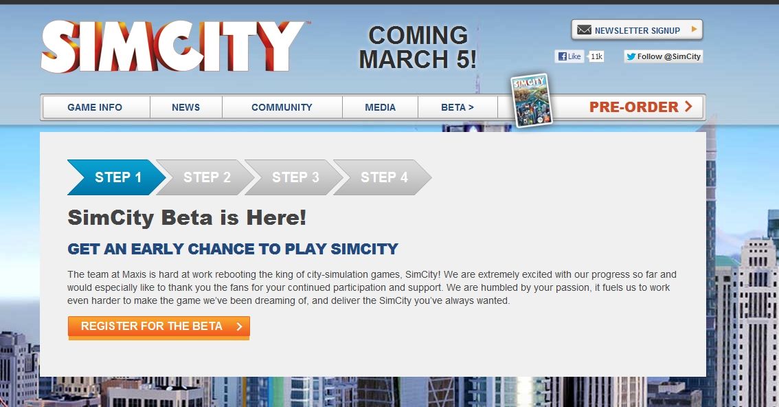 Get to be a simcity beta tester