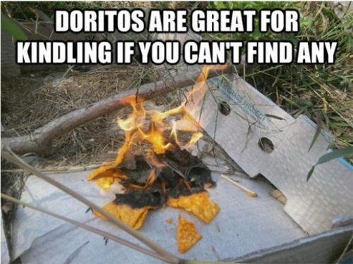 Use doritos to start a fire to dazzle your friends